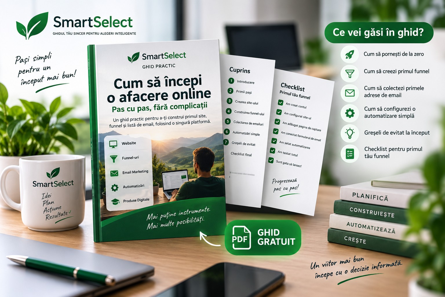 Mockup al ghidului practic SmartSelect în format PDF